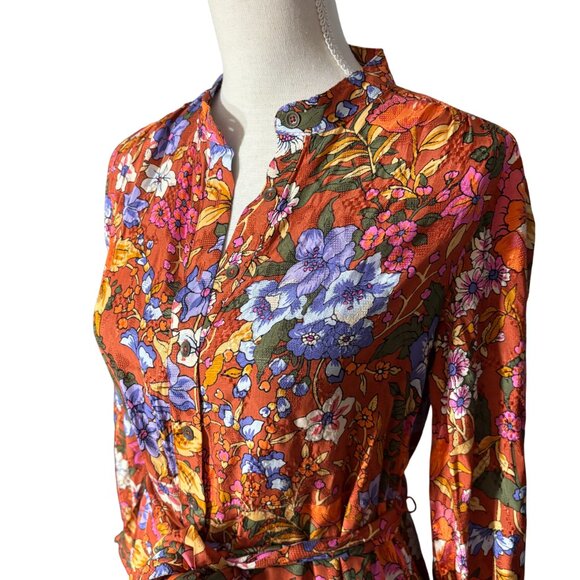 Anthropologie Vale Maxi Dress size XS petite XSP shirtdress retro floral - Picture 5 of 11